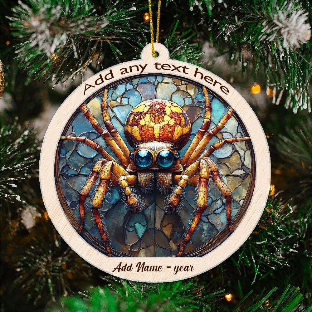 Jumping Spider Stained Glass Suncatcher Ornament – Ornament Gift for Family, Friends, Men & Women, Christmas 2025 Keepsake