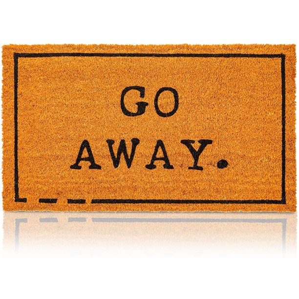 Go Away Natural Coir Door Mat 17"x30" Front Doormat Non Slip