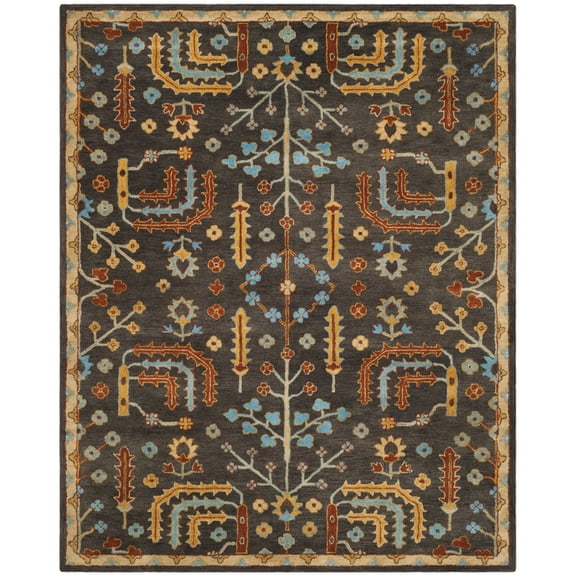 SAFAVIEH Heritage Brock Southwestern Wool Area Rug, Charcoal/Multi, 4' x 6'