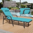 thumbnail image 2 of ASJMR Wicker Chaise Lounge Outdoor Set of 3,Adjustable Patio Armchair Recliner with Side Table and Cushions,Green, 2 of 6