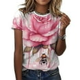thumbnail image 3 of Bee And Flowers T Shirts Basic T-Shirt Short Sleeve Ladies Tee Shirt Summer Graphic Clothing, 3 of 5