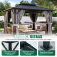 thumbnail image 2 of Clouddwell 10' x 12' Gazebo for Patio, Gazebo Pergola with Sloped Roof, Large Wall-Mounted Heavy Duty Awnings, for Deck, Patio and Backyard,Gray, 2 of 7