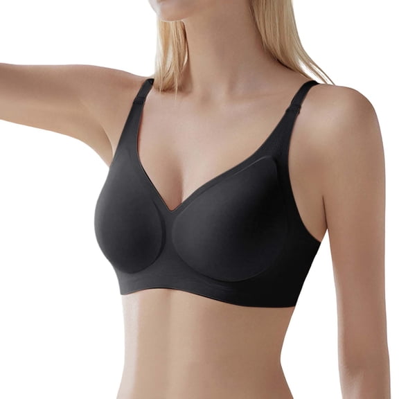 Xijirk Tank Tops Seamless V Neck Jelly Bra Comfortable Supportive Wireless Bralette for Everyday Wear Camisole Tops for Women,Black,L