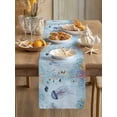 thumbnail image 2 of Watercolor Summer Coastal Jellyfish Table Runner 13x48in Non-Slip Cotton Linen Table Runners, Ocean Fish Coral Creature Dresser Scarves TableRunner for Dinner Kitchen Dining Wedding Party, 2 of 9