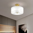 thumbnail image 2 of Costway 3-Light Semi Flush Mount Ceiling Light Fixture Glass Drum Pendant Lamp, 2 of 10