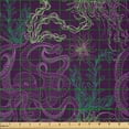 thumbnail image 2 of Ambesonne Octopus Fabric by the Yard Microfiber, Sea Wildlife, 2 Yards, Dark Purple Pale Green, 2 of 2