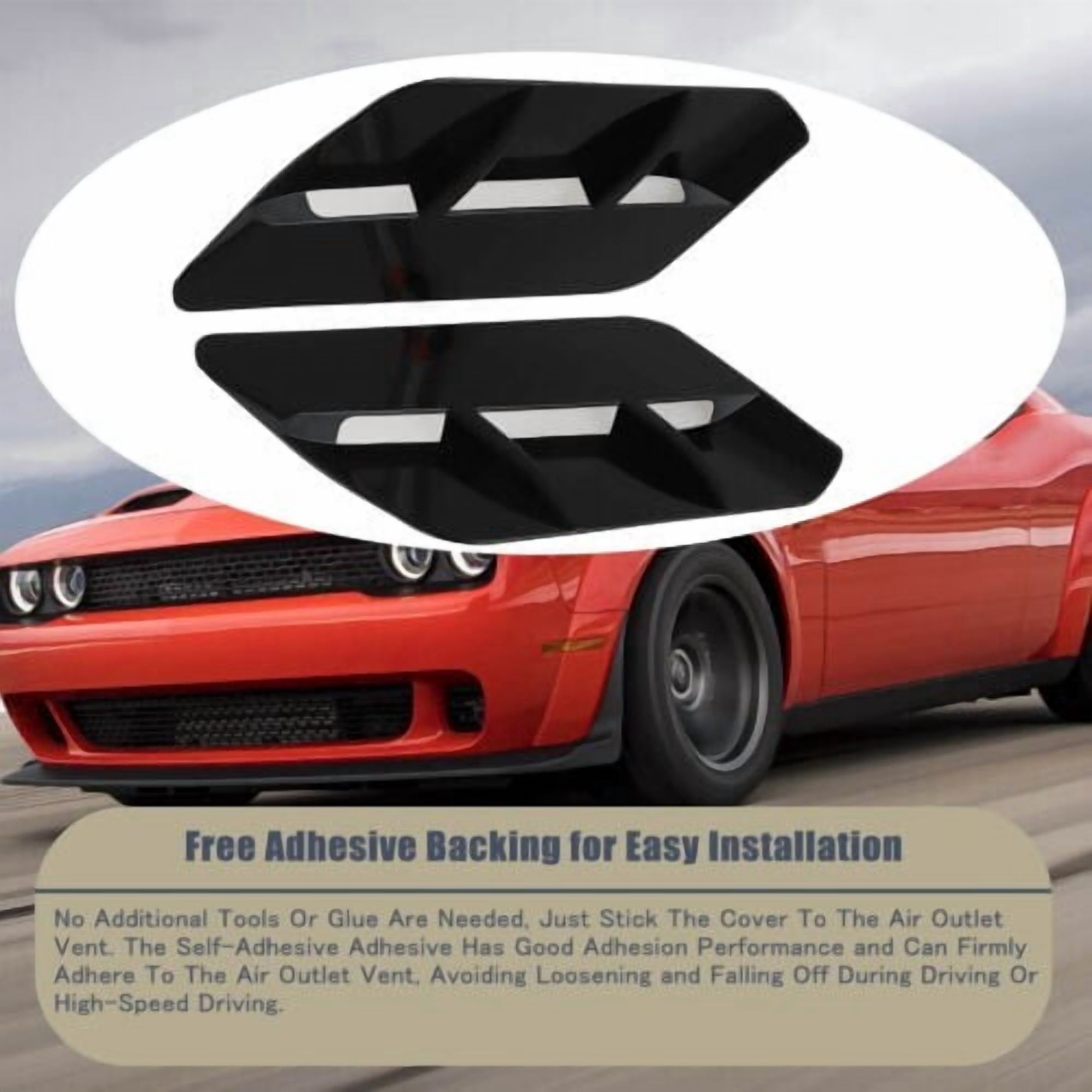 Black Matte Engine Hood Air Outlet Vent Cover Trim For Challenger 2015-2020