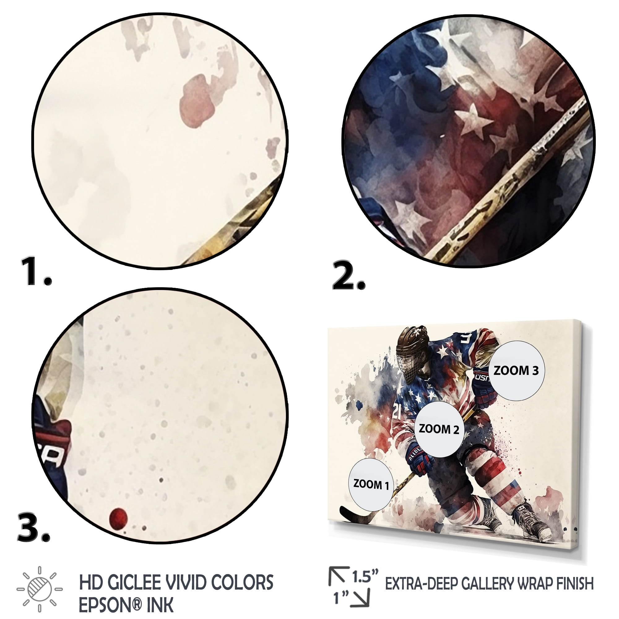 Designart Usa Hockey Player In Action III Canvas Wall Art