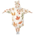 thumbnail image 2 of FORMRS Wearable Blanket Hoodie with Sleeves for Kids Cozy Flannel Sweatshirt, Beige Autumn Leaves, 2 of 7