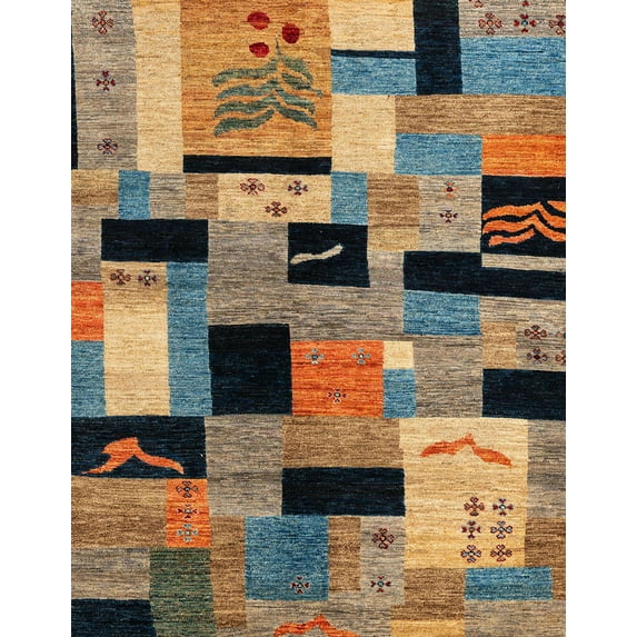 Ahgly Company Machine Washable Indoor Rectangle Abstract Dark Brown Area Rugs, 7' x 10'