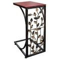 thumbnail image 1 of Side Sofa and Snack Table, Small - Elegant Leaf Design - Slides Up To Your Sofa, Ideal For Keeping Your Snacks, Drinks and Phone At Easy Reach - Functional and Sturdy - Metal, Dark Brown Wood Top, 1 of 2