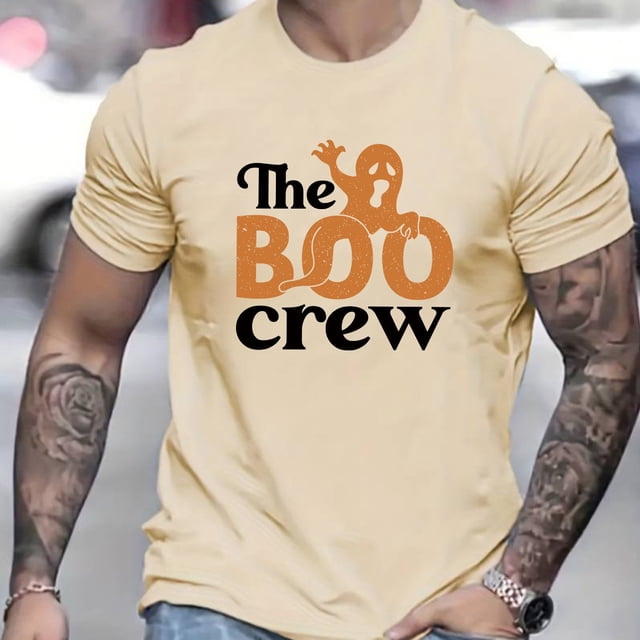 BOO CREW Camiseta De Moda Para Hombre Con Estampado De Letras Para Fiesta De Halloween