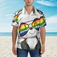 thumbnail image 2 of Kll Men'S Hawaiian Shirt Short Sleeve Button Down Beach Shirts-Panda With Sun Glasses, 2 of 7