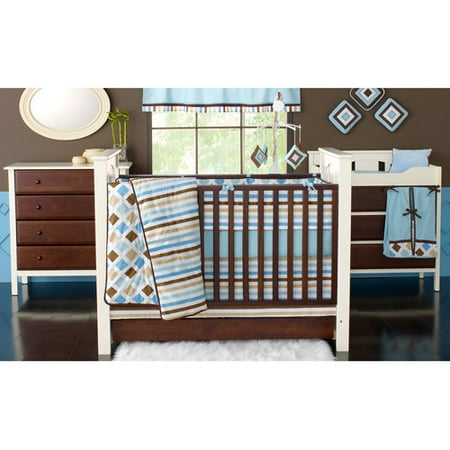 A P Nursery Thenurseries Bacati Mod Diamonds And Stripes In Aqua Chocolate Boys 10 Piece