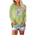 thumbnail image 2 of Yufatyle Women's Casual Long Sleeve Shirts Crew Neck Daisy Pullover Tops Loose Fit Tee Fall Outfits for Women 2024 S, 2 of 4