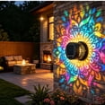thumbnail image 4 of Solar Mandala Light, Metal Solar Fence Lights Outdoor Wall Deck Lights, Mandala Theme Waterproof Fence Light for Garden Post Patio Backyard Yard Decor, 4 of 6
