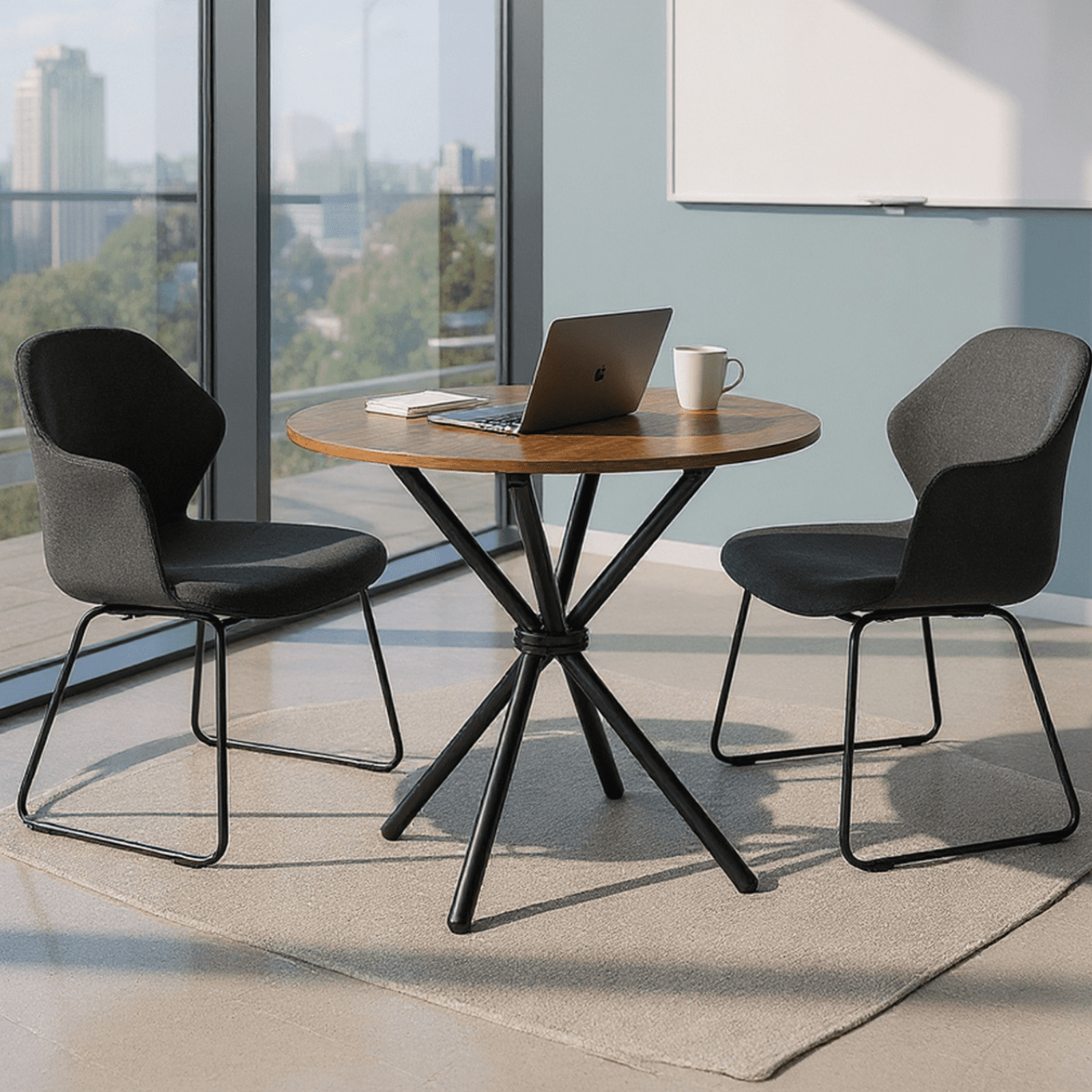 Homy Casa Round Conference Room Table, 31.5" Meeting & Training Table for Office, Breakout