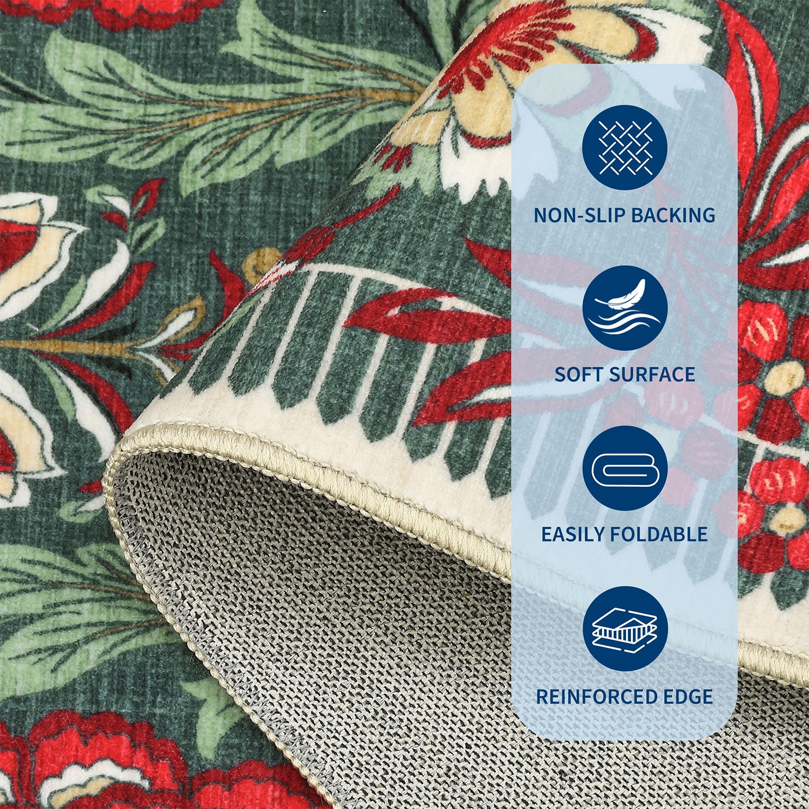 Hasoo Gray Green Washable Area Rugs 10' x 13' Rug for Living Room Floral Modern Non Slip Throw Indoor Carpet