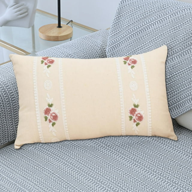 Xihbxyly Funda de Almohada Bordada con Diseño Floral, Cómoda Funda de Cojín para Sofá, Cojín Decorativo Fácil de Limpiar, Ideal para Sala de Estar, Regalo Navideño.