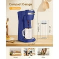 thumbnail image 6 of Single Serve Coffee Maker for K Cup Pod & Ground Coffee 2 in 1, K Cup Coffee Machine 14 oz Brew Size, Mini Single Cup Coffee Pod Fast Brew, Reusable Filter, Blue, 6 of 7