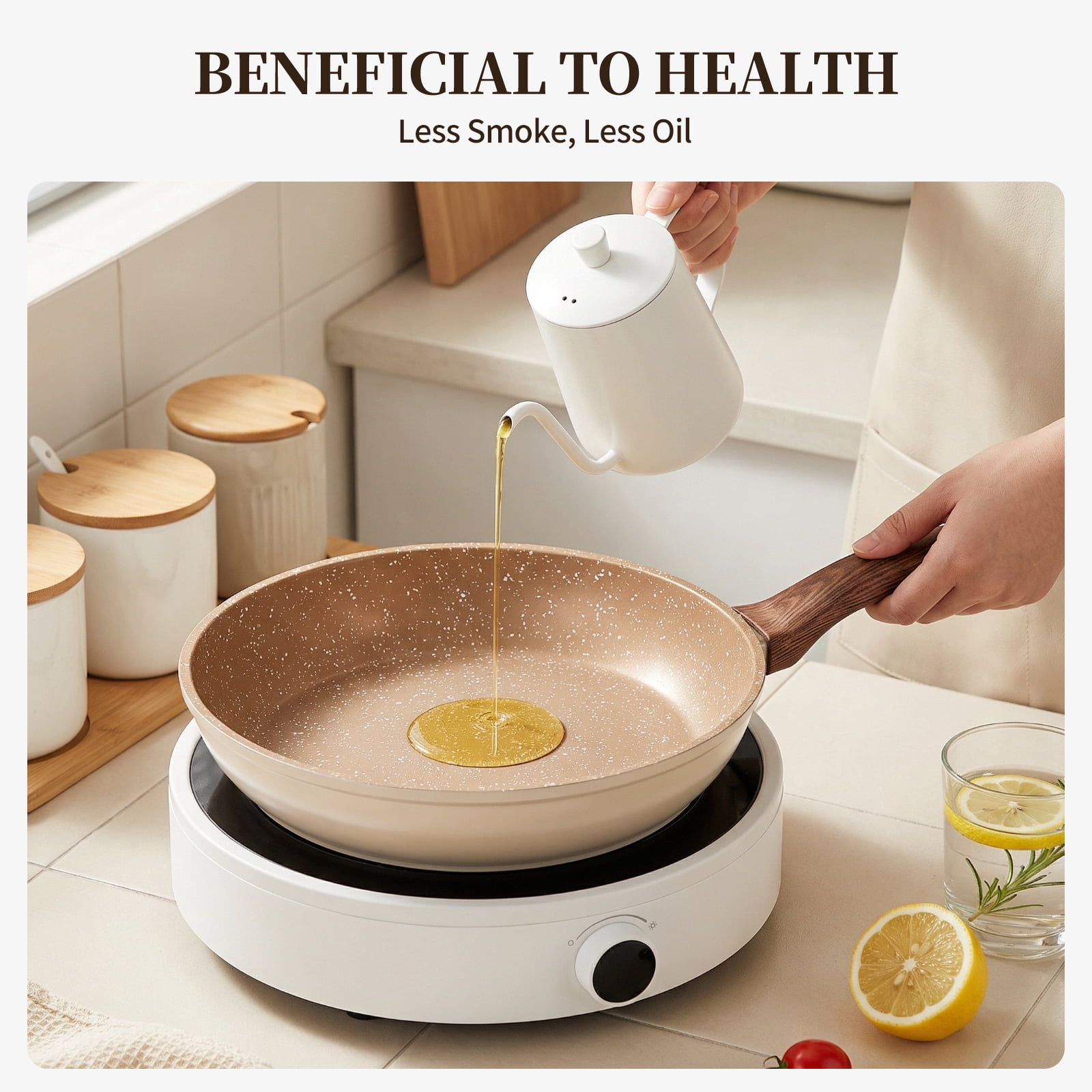 Innerwell 8 Inch Nonstick Granite Frying Pan with Bakelite Handle