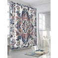 thumbnail image 3 of Boho Ethnic Style Shower Curtain, Retro Leaves Texture Waterproof Shower Curtain Set with 12 Hooks Lightweight Washable Fabric Shower Curtains for Bathroom 72x78 Inches, 3 of 6