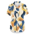 thumbnail image 6 of Womens Button Down Shirts Oversized Short Sleeve Floral Printed Blouses Casual Work Tops Drop Shoulder Outfit Clothes White Button Down, 6 of 6