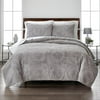 Better Homes & Gardens Embroidered Faux Fur 3-Piece Comforter Set, Full/Queen, Grey
