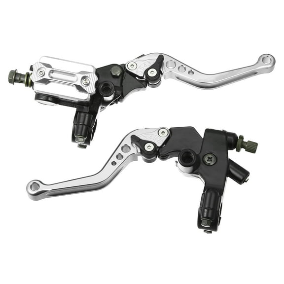 Unique Bargains 1 Pair 7/8" 22mm Universal Motorbike Handlebar Brake Master Cylinder Clutch Lever Silver Tone