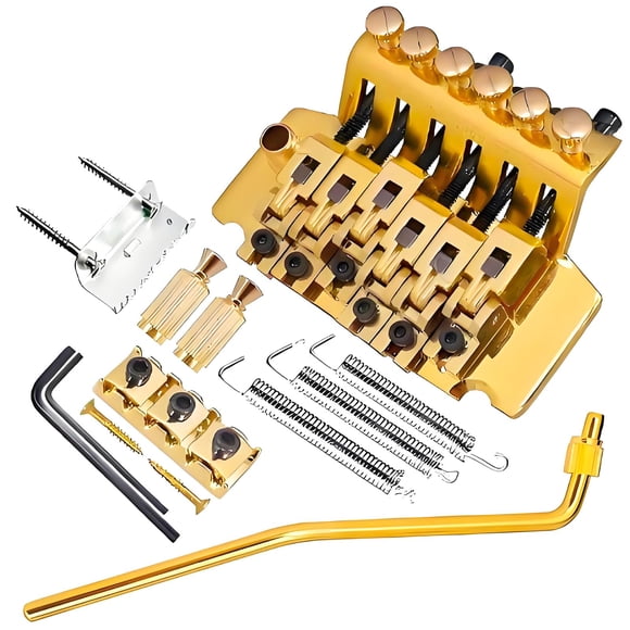 Double Locking Tremolo Bridge System with Arm - Compatible with Floyd Rose & Strat Replacement| Chrome Upgrade Kit for Electric G