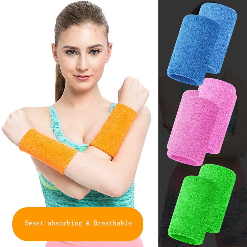 6 Pack Wrist Sweatbands Tennis Wrist Bands Absorbent Sweatbands for