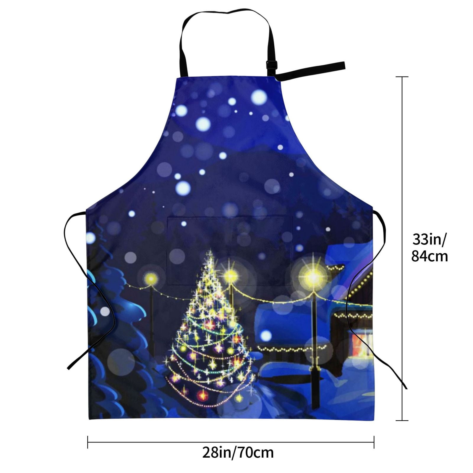 Kdxio Christmas Night Apron with Pockets Adjustable Kitchen Aprons for Men Women Waterproof Aprons for Cooking,Drawing,Crafting, Baking Household Cleaning