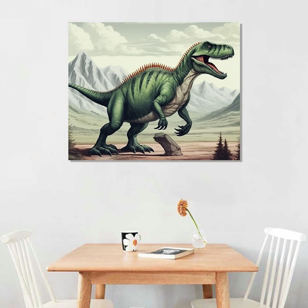 JRXY Dinosaur Bedroom Decor Wall Art Prints Gift Idea for Nursery and Kids Room Canvas Wall Art Watercolor Dinosaur Boys Room Decor Framed Wall Art  Canvas Art Print Gallery  20x16in