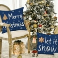 thumbnail image 3 of Merry Christmas Let it Snow Throw Pillow Covers Set of 2 18 x 18 Inch Blue White Snowflake Winter Holiday Farmhouse Decoration Pillow Cases Cushion Cover Cotton Linen, 3 of 6