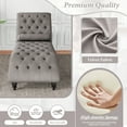 thumbnail image 4 of FFH Chaise Lounge Indoor, Velvet Button-Tufted Chaise Lounge Chair with Bolster Pillow, Gray, 4 of 7