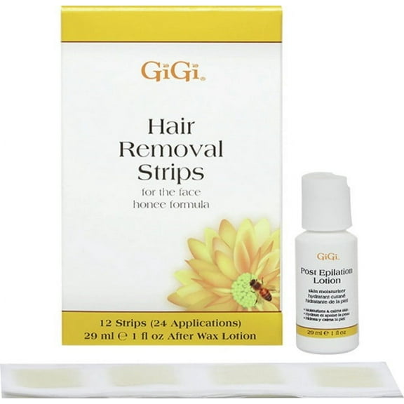 Gigi Hair Removal Strips for the Face - 12 Strips w/ 1oz Post Epilation Lotion