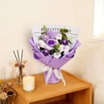 thumbnail image 4 of Hand Knitted Heart Rose Bouquet - Purple & White Crochet Flower Bouquet for Home Decor, Romantic Gift, Wedding, Valentine's Day (35x25cm), 4 of 6