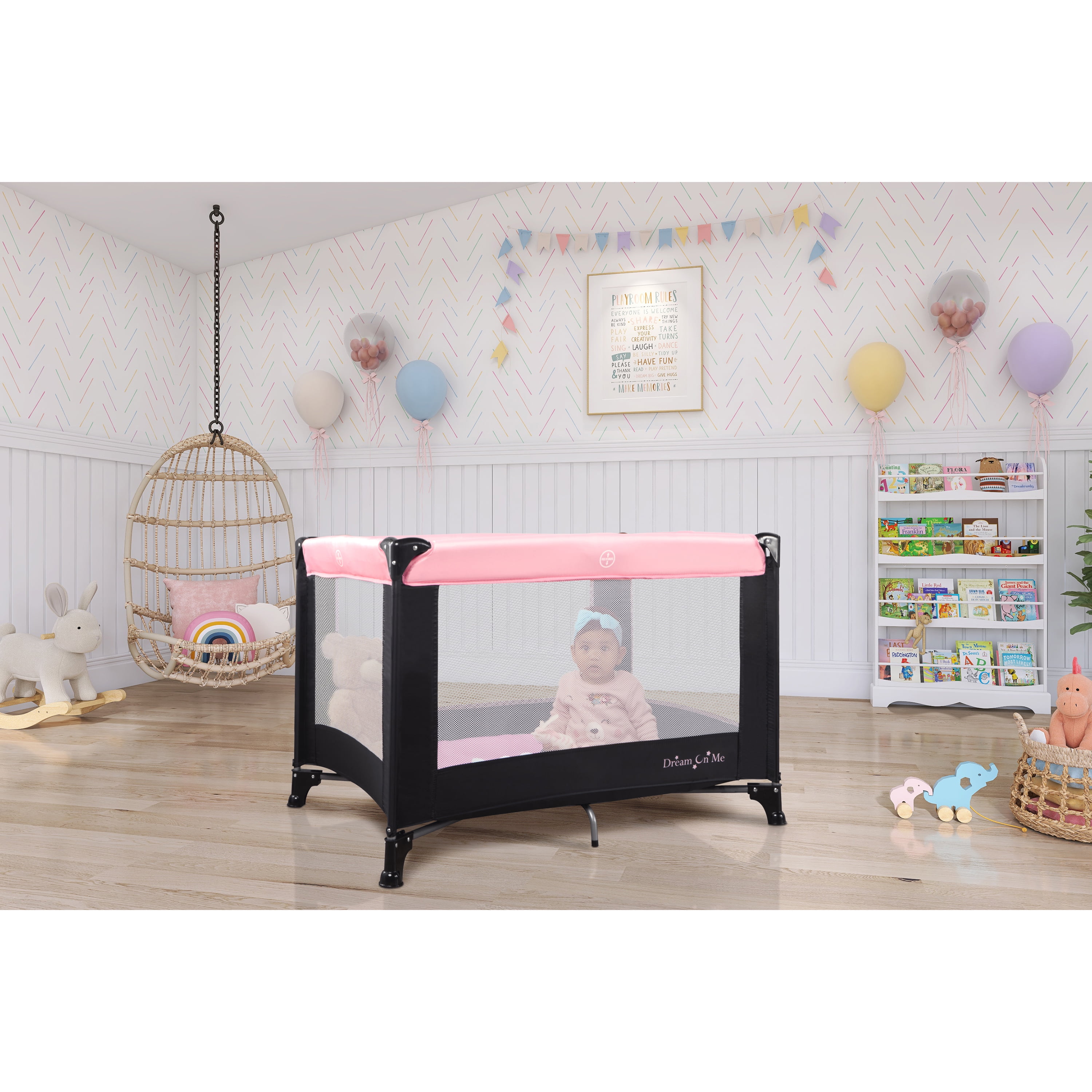Dream on Me Nest Portable Play Yard with Carry Bag and Shoulder Strap, Pink, Unisex
