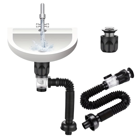 ZYHYPWW Universal Bathroom Vanity Sink Drain Kit with Expandable Flexible P-Trap Pipe, Anti-Odor Anti-Backflow Leakproof Drain Hose for 1-1/4" & 1-1/2" Sink Drain Holes