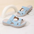 thumbnail image 6 of Wensltd Comfortable Wedge Sandals Women Summer Soft Soled Solid Color Casual Outdoor Beach Walking Comfort Slippers Light Blue, 6 of 7