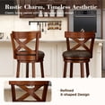 thumbnail image 3 of SUMMIT LIVING Wood Swivel Bar Stool Set of 4, Bar Height Kitchen Stool with Open X Back, 30 inch Upholstered Pub Chair, Walnut, 3 of 10