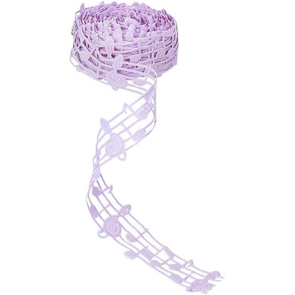 10 Yard 10 Yards 30mm Polyester Hollow Cut Out Music Note Ribbon Clothing Trim Accessories for Scrapbooking DIY Gift Wrapping Decoration Purple
