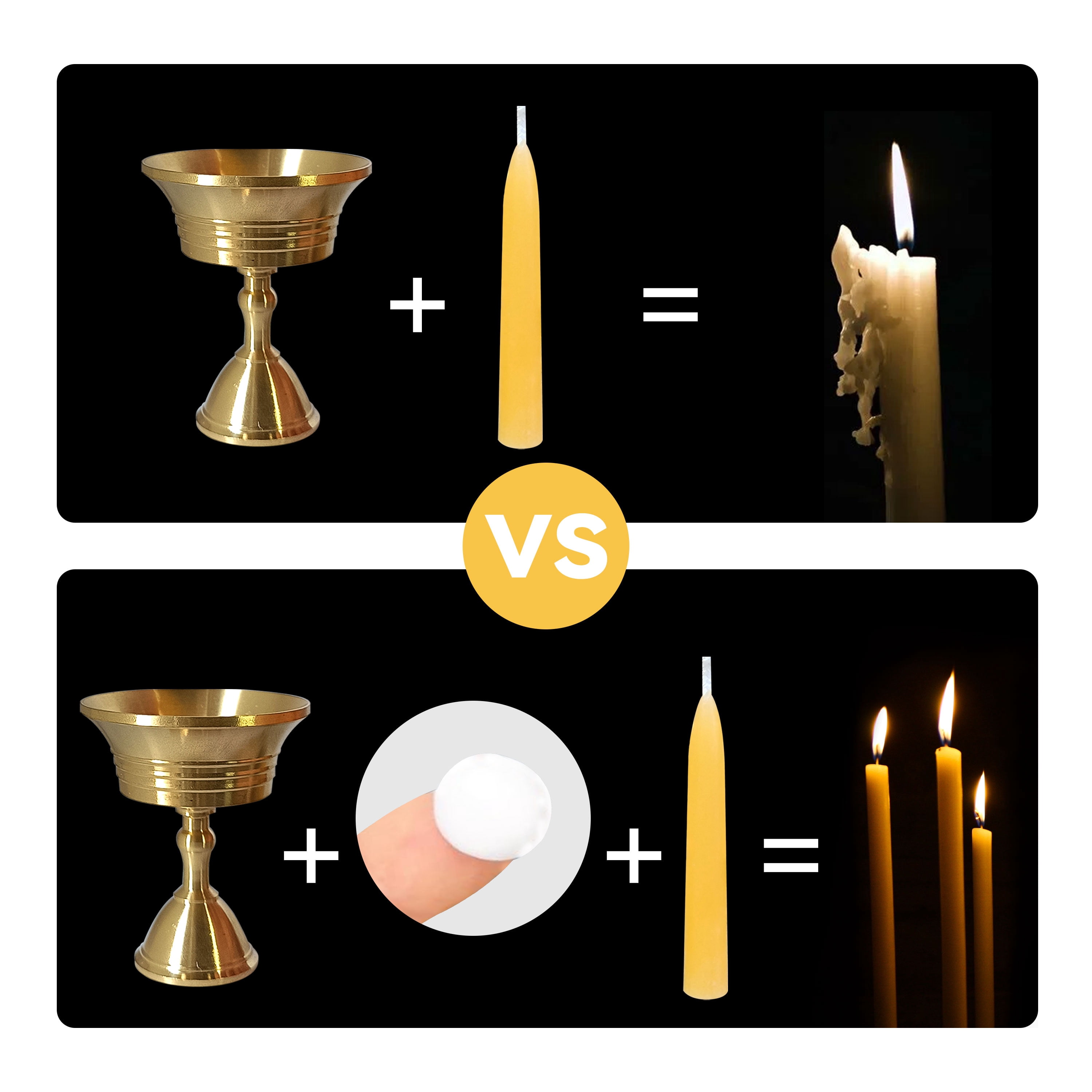 FCMSHAMD 2.5inch Mindful Meditation Candles Beeswax Mini Taper Candle, Set of 30Pcs with Brass Candle Holders and Candle Wax Sticky Dots Candles Gift for Yoga Relaxation Mediation Prayer