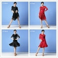 thumbnail image 6 of Women Dance Clothes Salsa Samba Wear Long Sleeves 2 Pieces Fringes Latin Dresses Top And Short Skirt, 6 of 7