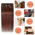 thumbnail image 4 of MY-LADY 15clips 7pc/set Clip in Human Remy Hair Extensions 100% Real Hairpiece For Women 18inch #33 auburn, 4 of 8