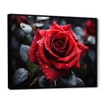 thumbnail image 2 of Designart "Water Drops On Red Rose II" Floral Floater Framed Wall Art Print, 2 of 7
