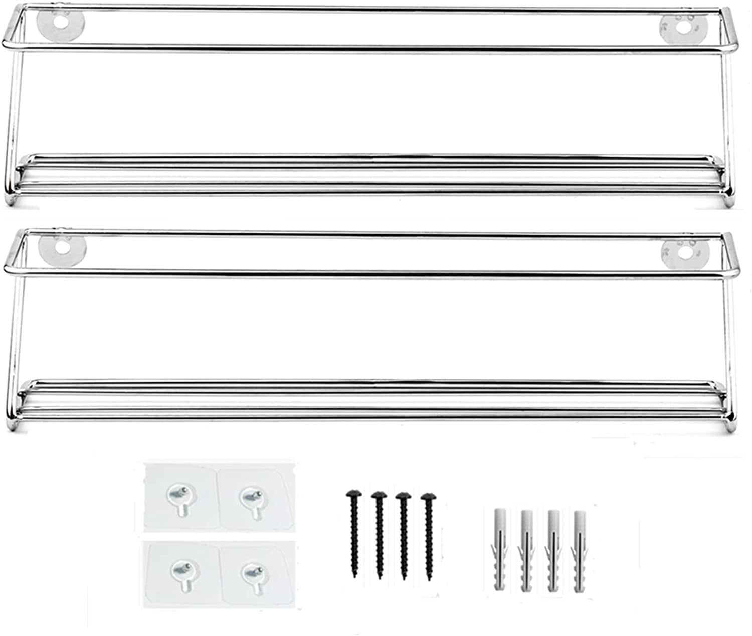 Seasoning Spice Rack Set Storage Rack Wall-Mounted Cabinet Door Perforated Storage Rack Lazy Kitchen Rack (Pack of 2 Silver)