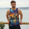 thumbnail image 6 of Gukieu Neon Shanghai Cityscape Night Print Men's Quick Dry Fitness Vest, Round Neck Sleeveless Fitness Bodybuilding Top-3X-Large, 6 of 7