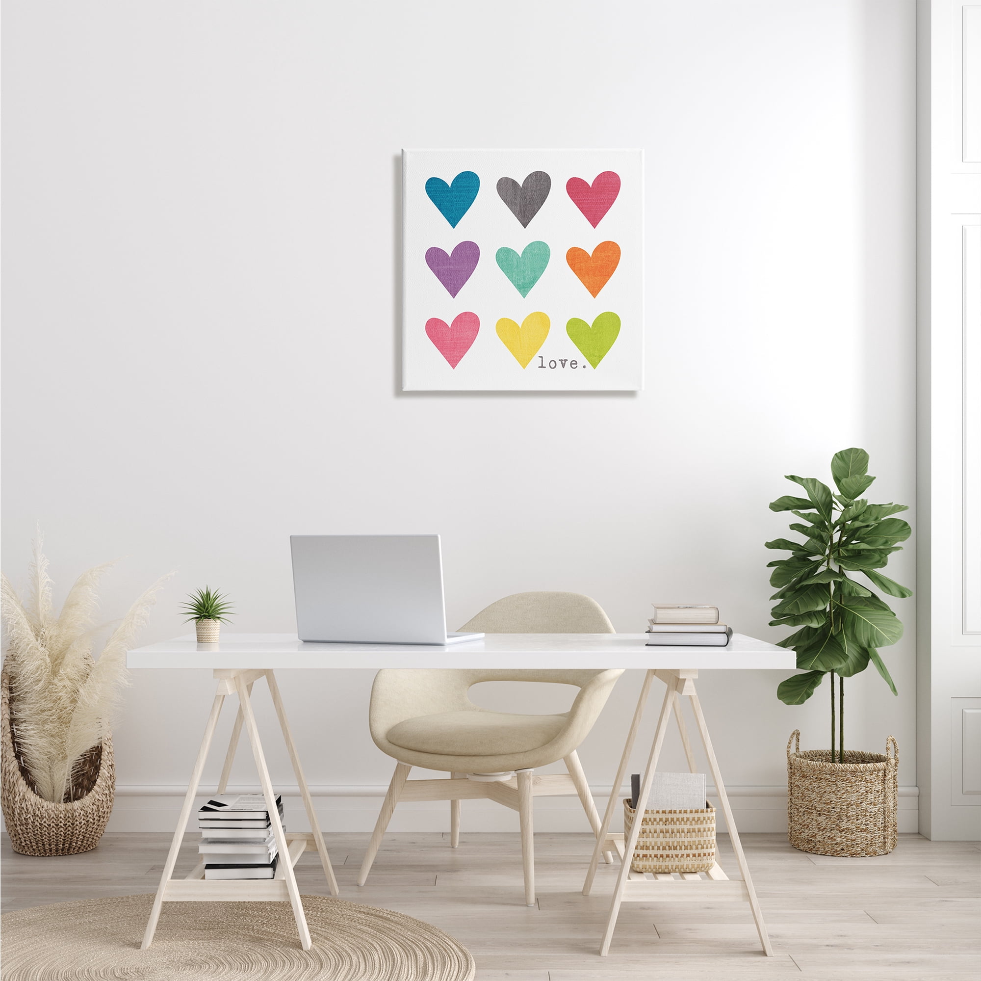 The Stupell Home Decor Collection Watercolor Cute Hearts Love Wall Art