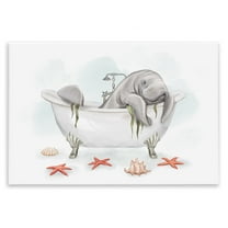 Stupell Industries Manatee Sea Life Swimming Bathtub Bathroom Painting Graphic Art Unframed Art Print Wall Art, Design by Ziwei Li